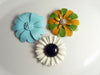 Vintage Enamel Flower Lot Pins, Blue Daisies - Vintage Lane Jewelry