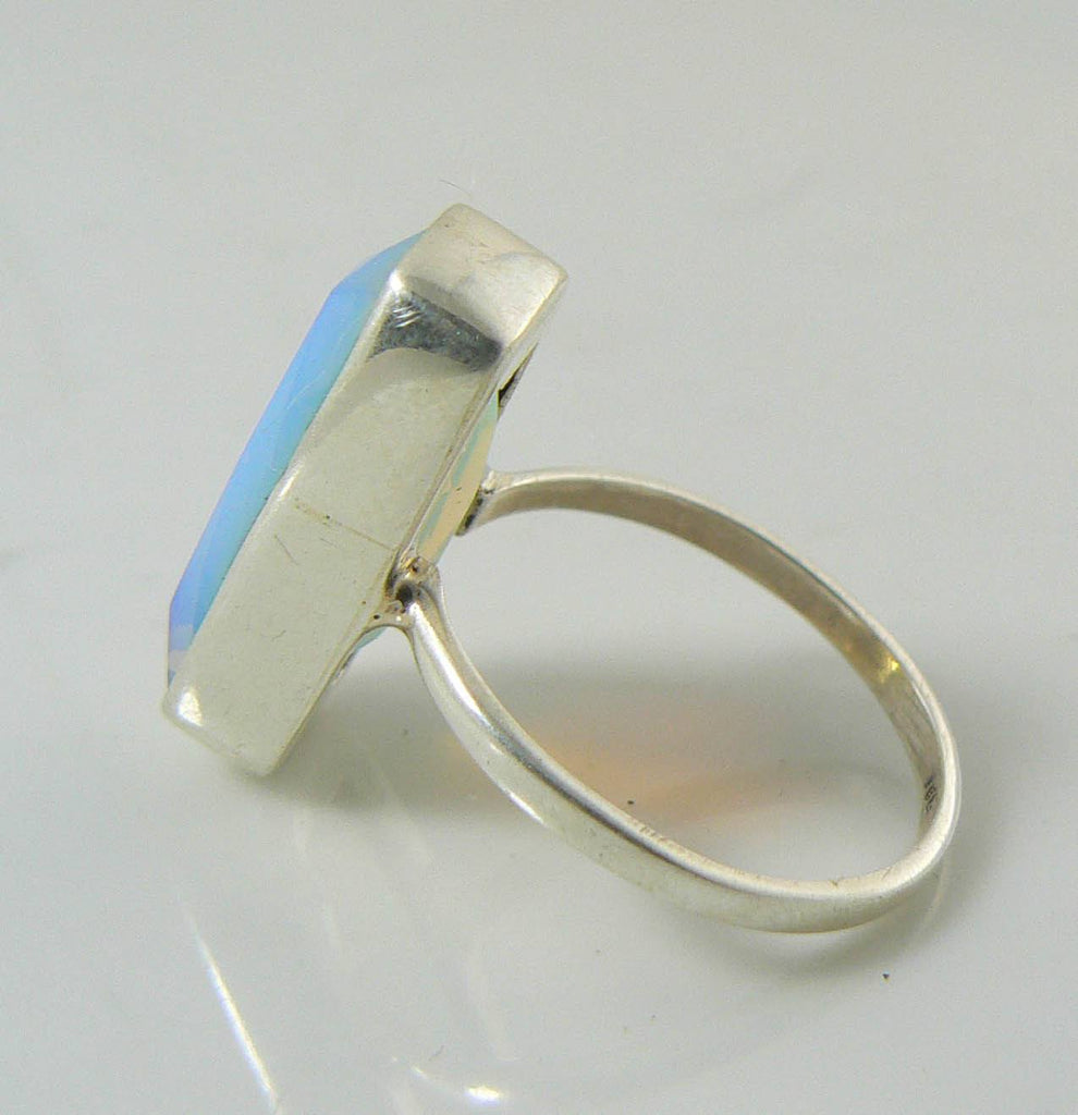 Genuine Fire Opalite 10 ct Sterling Silver Ring - Vintage Lane Jewelry