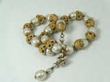 Miriam Haskell Russian Gold and Baroque Pearl Necklace - Vintage Lane Jewelry