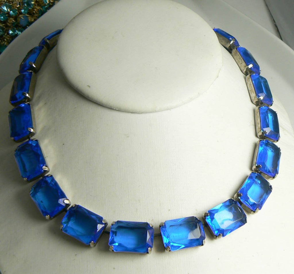 Vintage Sapphire Bright Blue Lucite Necklace - Vintage Lane Jewelry