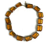 Vintage Art Deco Amber Glass Panel Necklace, emerald cut, prong set, open back stones - Vintage Lane Jewelry