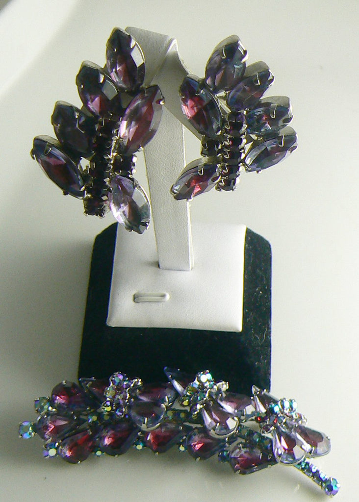 Vintage Hobe Purple Givre Rhinestone Demi Parure - Vintage Lane Jewelry