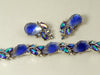 Molded Glass AB Rhinestone BSK Bracelet Clip Earring Set - Vintage Lane Jewelry