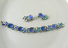 Molded Glass AB Rhinestone BSK Bracelet Clip Earring Set - Vintage Lane Jewelry