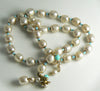 Baroque Glass Pearl and Aqua Glass Bead Miriam Haskell Necklace - Vintage Lane Jewelry