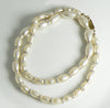 Signed Miriam Haskell Baroque Oblong Glass Pearl Rhinestone Rondelle Necklace - Vintage Lane Jewelry