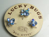 Regency Lucky Bugs Blue Glass Bug Pins on Original Display Card, Bugettes, Scatter Pins - Vintage Lane Jewelry