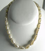 Signed Miriam Haskell Baroque Oblong Glass Pearl Rhinestone Rondelle Necklace - Vintage Lane Jewelry