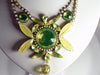 Czech Vaseline Uranium Statement Necklace Kutz CZ - Vintage Lane Jewelry