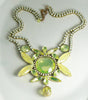 Czech Vaseline Uranium Statement Necklace Kutz CZ - Vintage Lane Jewelry