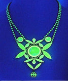 Czech Vaseline Uranium Statement Necklace Kutz CZ - Vintage Lane Jewelry