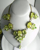 Czech Vaseline Uranium Statement Necklace Husar D - Vintage Lane Jewelry