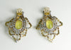 Czech glass Vaseline uranium Clip Earrings - Vintage Lane Jewelry
