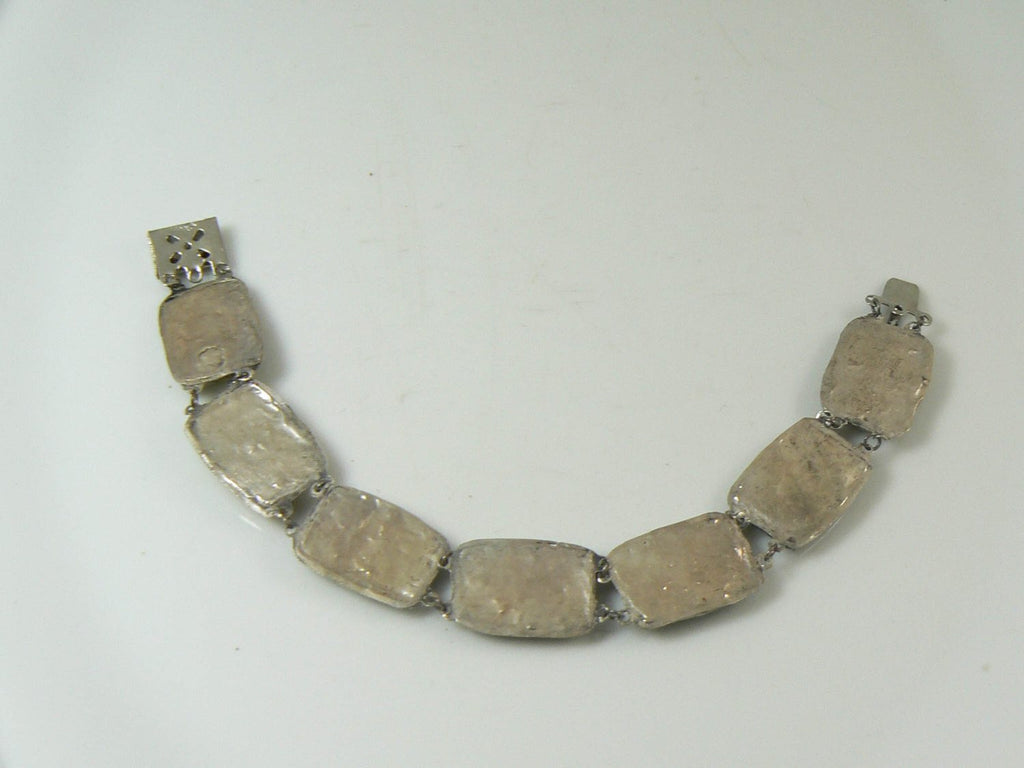 Antique Persian Storybook MOP Fine Silver Bracelet - Vintage Lane Jewelry
