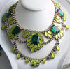 Husar D Czech Glass Jonquil Emerald Statement Necklace - Vintage Lane Jewelry