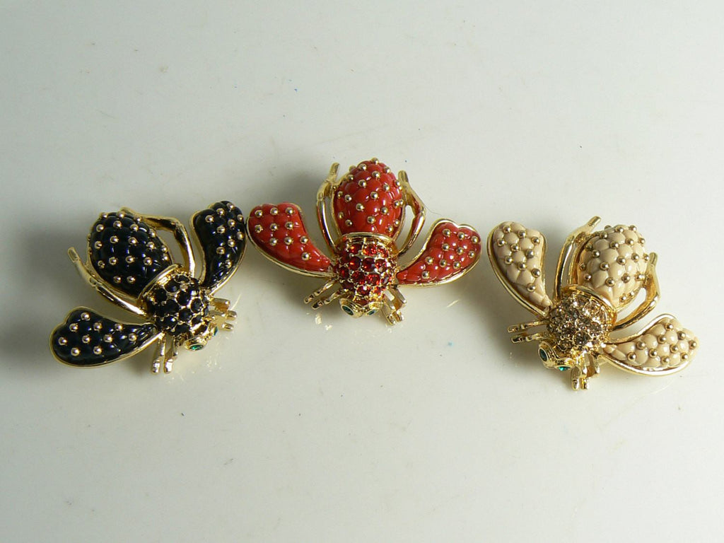 Joan Rivers Quilted Bee Pins, Set of 3, Classics Collection - Vintage Lane Jewelry