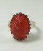 Hand Carved Garnet Sterling Silver Ring, Size 7.5 - Vintage Lane Jewelry