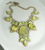 Cameo Czech Husar D Vaseline Uranium Glass Statement Necklace - Vintage Lane Jewelry