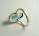 Aquamarine Sterling Silver Ring, 10 ct, - Vintage Lane Jewelry