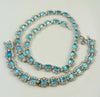 Signed Bogoff Sky Blue Emerald Cut Rhinestone Choker Necklace and Bracelet - Vintage Lane Jewelry