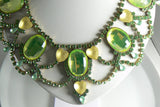 Taboo Vaseline Uranium Glass Heart Statement Necklace - Vintage Lane Jewelry