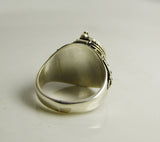 Balinese Carved Bone Face Sterling Silver Poison Ring - Vintage Lane Jewelry
