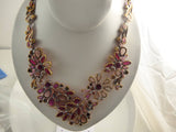 Shades of Red and Pink Floral Czech glass necklace - Vintage Lane Jewelry