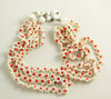 Vintage Multi Strand Red and White Seed Bead Flower Necklace Marked Japan - Vintage Lane Jewelry