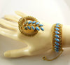 Vintage signed Hobe Turquoise stone mesh bracelet and pin set - Vintage Lane Jewelry