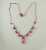 Deep Pink Art Deco Faceted Glass Necklace, Prong set, open back glass stones - Vintage Lane Jewelry