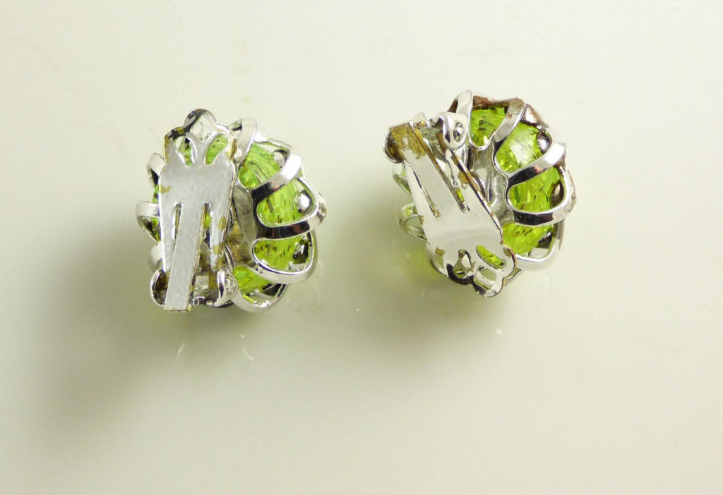 Confetti Vaseline Uranium Clip Earrings - Vintage Lane Jewelry