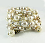Miriam Haskell Baroque Pearl Rondelle Memory Coil Bracelet - Vintage Lane Jewelry