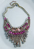 Czech Glass Rhinestone Pink Hot Pink Necklace - Vintage Lane Jewelry