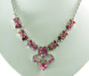 Vintage Bogoff Hot Pink Rhinestone Flower Necklace - Vintage Lane Jewelry