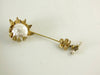 Miriam Haskell Baroque Glass Pearl Russian Gold Floral Stick Pin, Hat Pin - Vintage Lane Jewelry