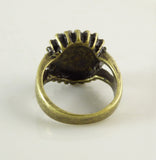 Vintage Rhinestone Oval Face Brass Mood Ring - Vintage Lane Jewelry