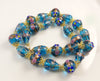 Wedding Cake Bead Necklace, Venetian Murano Glass Blue Translucent Beads - Vintage Lane Jewelry