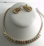 Pink Milk Glass Necklace Earring Set - Vintage Lane Jewelry