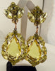 Yellow Czech Glass Huge Dangling Clip Earrings - Vintage Lane Jewelry