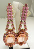 Pink Czech Glass Statement Necklace and Clip earrings - Vintage Lane Jewelry