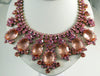 Pink Czech Glass Statement Necklace and Clip earrings - Vintage Lane Jewelry