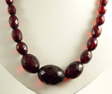 Cherry Bakelite Graduated Bead Necklace, Art Deco - Vintage Lane Jewelry