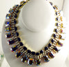 Czech Glass Taboo Statement Vaseline Uranium Bib Style Necklace - Vintage Lane Jewelry