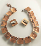 Matisse Copper Glass Mid Century Modernist Necklace Earring Set - Vintage Lane Jewelry