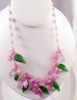 Murano Dusty Pink Glass Birds and Leaves Necklace - Vintage Lane Jewelry