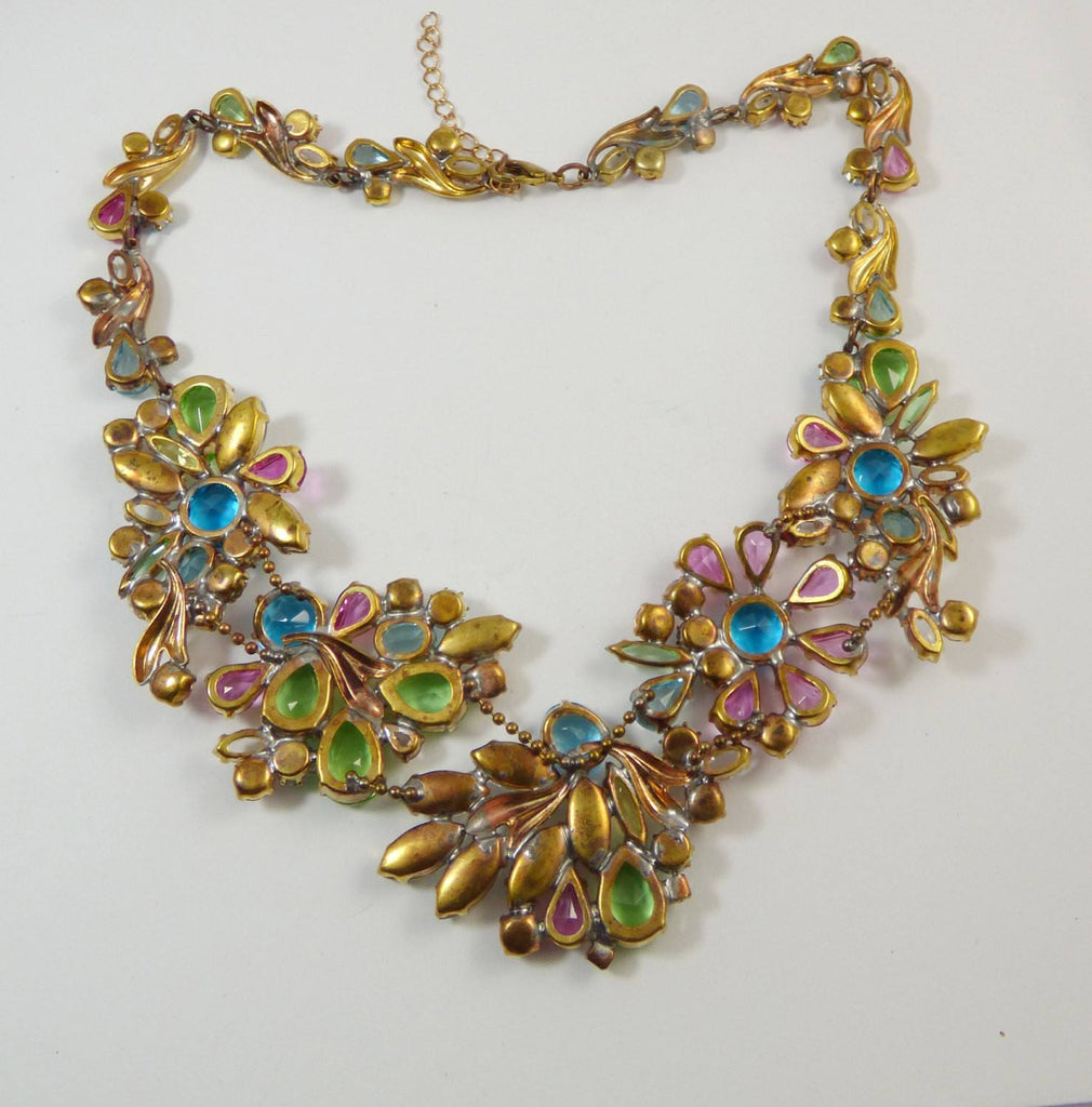 Pastel Floral Czech glass necklace - Vintage Lane Jewelry