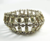 Vintage Baguette Clear Rhinestone Rhodium Plated Bracelet - Vintage Lane Jewelry