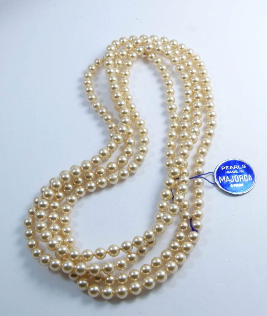 Majorca Pearls Opera Length 6mm hand knotted, Made in Spain