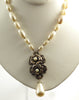 Miriam Haskell Baroque Pearl Antique Silver Floral Necklace - Vintage Lane Jewelry