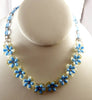 Vintage Baby Blue and White Celluloid Rhinestone Flower Necklace - Vintage Lane Jewelry